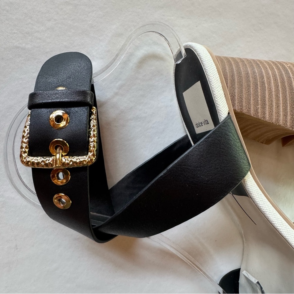 NWOB DOLCE VITA Paytin 3” Heel Black Leather Women’s Sandals (7.5) - Picture 14 of 17